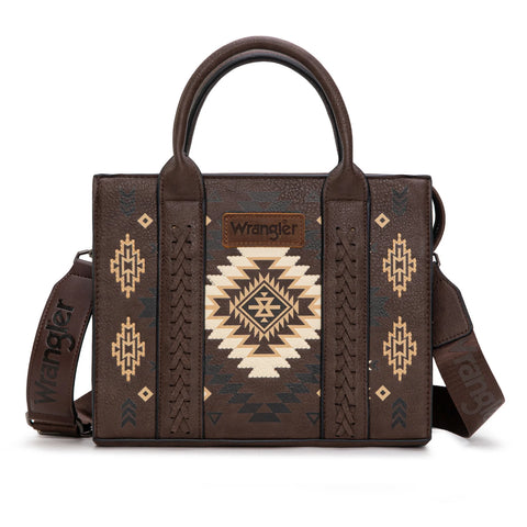 Wrangler Aztec Pattern Print -Tote/Crossbody -Coffee - Coffee