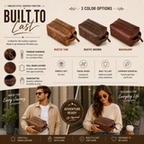 Full Grain Leather  Unisex Dopp Kit - Rustic Colors: Rustic Brown