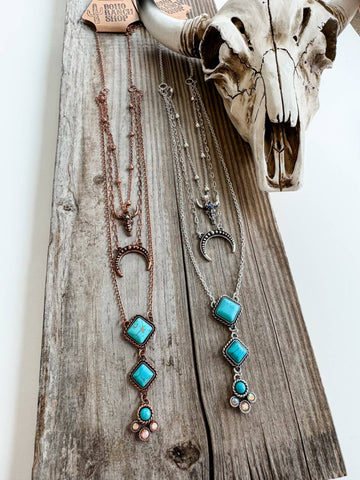 3 Layered Western Squash Blossom Necklace: COPPER