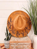 Engraved Floral Hat: Khaki