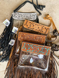 Hand Tooled Clear Purse Crossbody - Clear Stadium