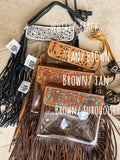 Hand Tooled Clear Purse Crossbody - Clear Stadium