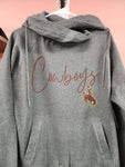Cowboys Funnel Neck Hoodie- Dark Grey- Large