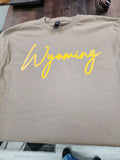 Wyoming Script Tee- Savana Brown