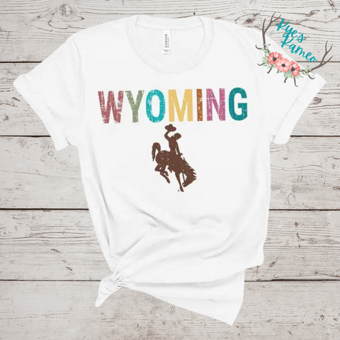 Distressed Colorful Wyoming Tee